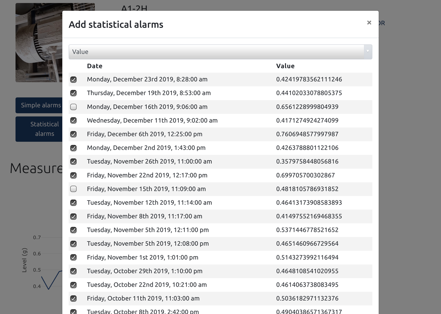 statistical alarms choice